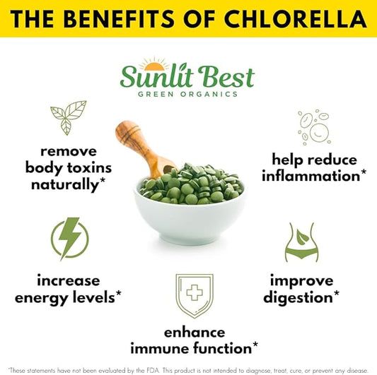 Chlorella Tablets Mega-Pack 1000 Tablets Cracked Cell, Raw, Non-GMO. 100% Pure Chlorella Pyrensoidosa. Green Superfood. High Protein, Chlorophyll & Nucleic acids. No preservatives or fillers - 3-Pack