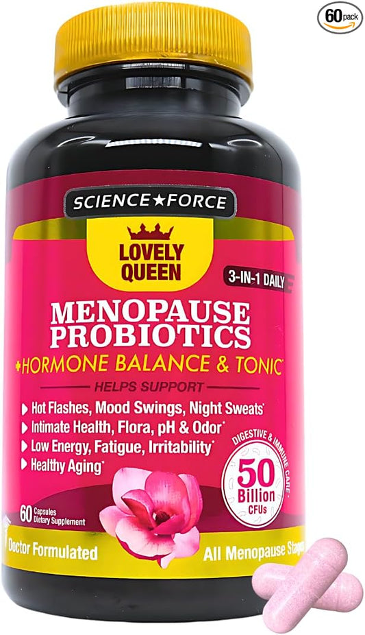 Lovely Queen Menopause Probiotics + Hormone 3-in-1 Women 50 Billion 60 ct