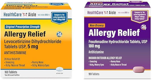 HealthCareAisle Allergy Relief 5 mg, 160 Tablets 180 mg 90 Tablets