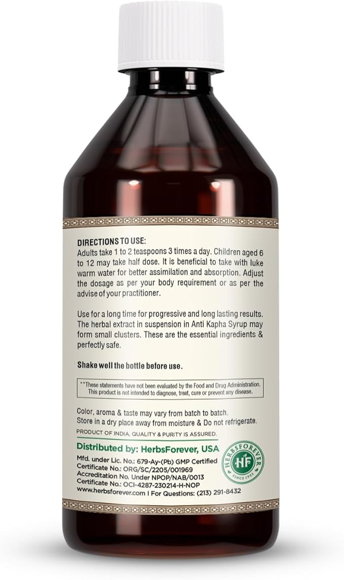 Anti Kapha Syrup for Respitory and 210 Millilitre 7.1 Ounce