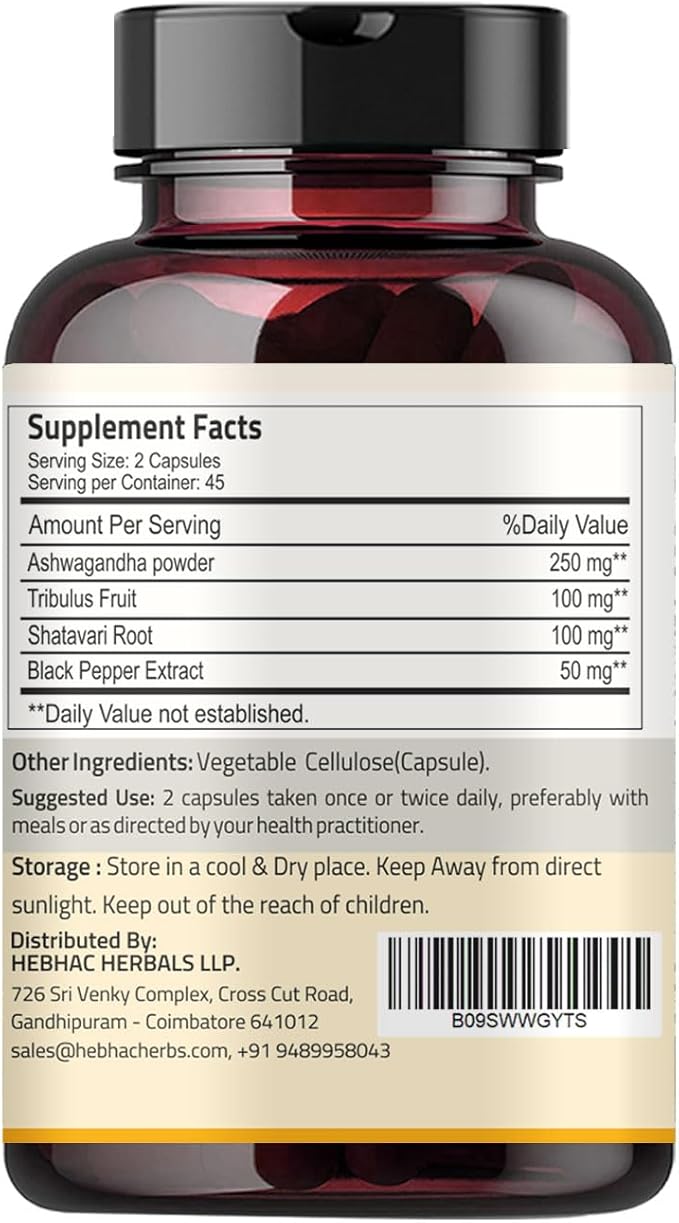 Ashwagandha Capsules Organic 1000mg (90 Capsules) 45 Days