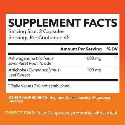 HAVASU NUTRITION Ashwagandha Capsules with Artichoke (1000 mg)