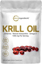 Micro Ingredients Antarctic Krill Oil Supplement, 1000mg Per 300 Soft-Gels, Omega-3s EPA,