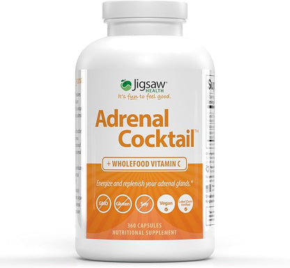 Jigsaw Health Adrenal Cocktail + Wholefood Vitamin C | with Potassium Bicarbonate, Sea Salt, and Acerola Cherry Extract | 360 Capsules | 60 Servings