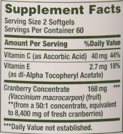 Nature's Bounty Cranberry Fruit 4200 mg, 120 Softgels 2)