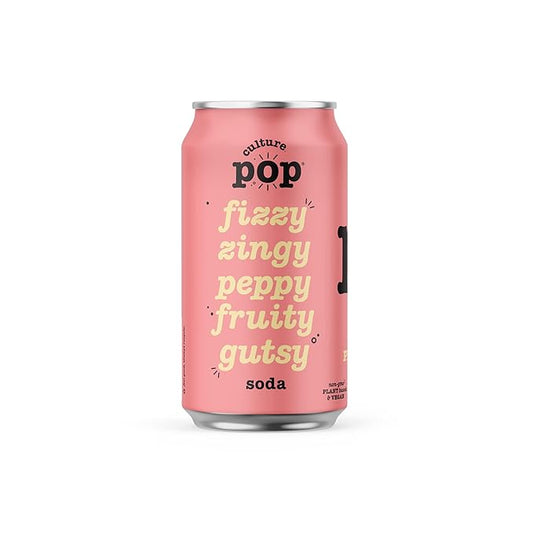 Culture Pop Soda, Pink Grapefruit & Ginger, Probiotic Low Sugar Soda, Sparkling Juice Alternative, Non-GMO, Kosher, Gluten-Free, No Stevia (12pk)