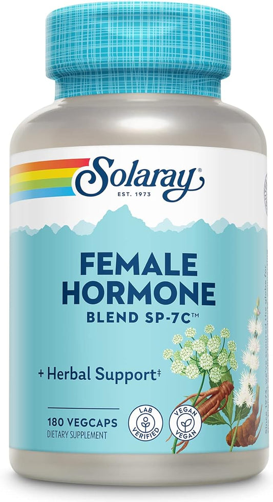 Solaray Female Hormone Blend SP-7C, Herbal Blend Includes Black Cohosh, Dong Quai, Passion Flower, Saw Palmetto, Wild Yam & More 180 VegCaps