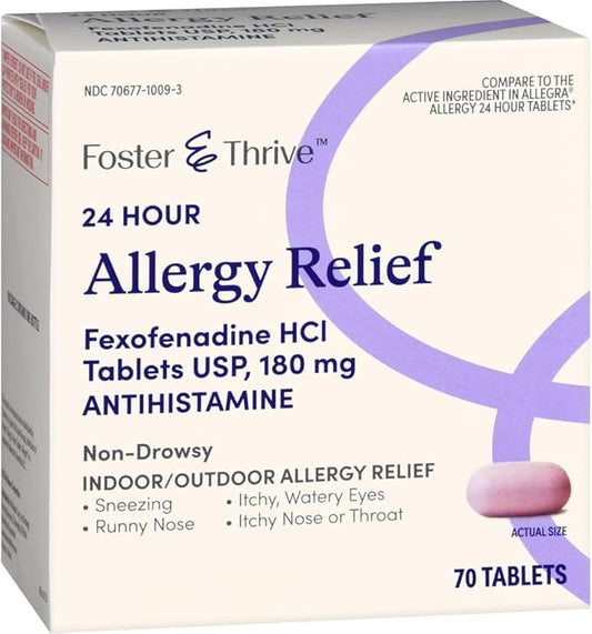 Foster & Thrive 24 Hour Allergy 70 Tablets, 180 mg