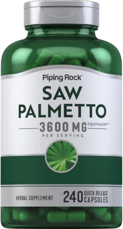 Piping Rock Saw Palmetto Extract 3600mg | 240 Capsules | for Men and Women | Non-GMO, Gluten Free Supplement