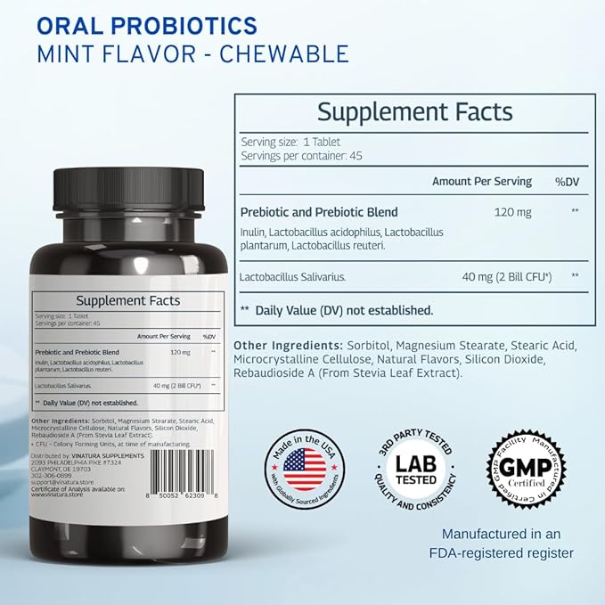 Lactobacillus Salivarius Oral Probiotics 45 Chewable