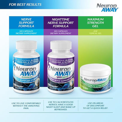 NeuropAWAY Nerve Support,120 Daily Capsules