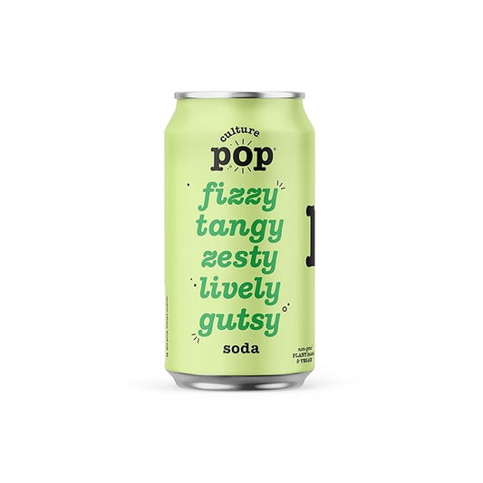 Culture Pop Soda, Lemon Lime, Probiotic Low Sugar Soda, Sparkling Juice Alternative, Non-GMO, Kosher, Gluten-Free, No Stevia (12pk)