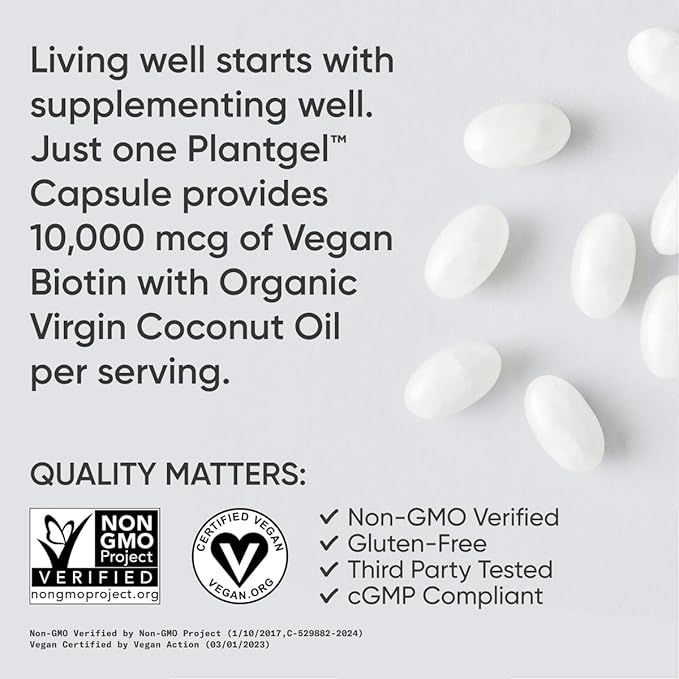 Sports Research Vegan Biotin 10,000mcg B7 for 120 Softgels (4 Month