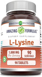 Amazing Formulas L-Lysine 1000mg Amino Acid (90 Count)