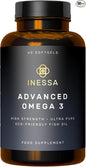 Omega 3 Fish Oil 1200mg (480mg EPA/360mg DHA per Capsule) High Strength, Ultra Pure, Eco Friendly 60 Capsules, 2 Months Supply. GMP & Friends of The Sea Certification