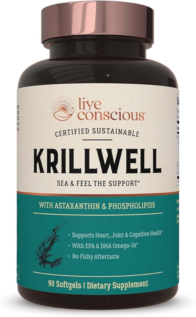 Live Conscious KrillWell, Joint, and Cognitive Support 2X More 30 Day