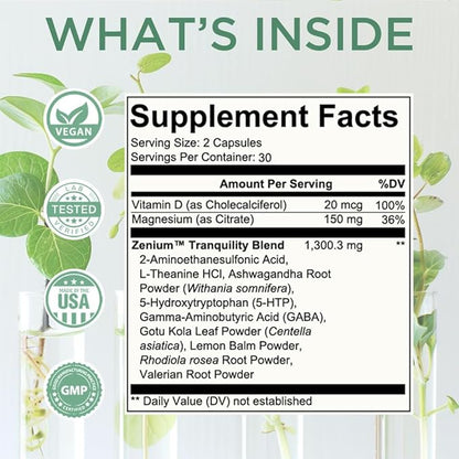 Relieve Stress, Tension, Worry, Nervousness, & Irritability |60 Capsules