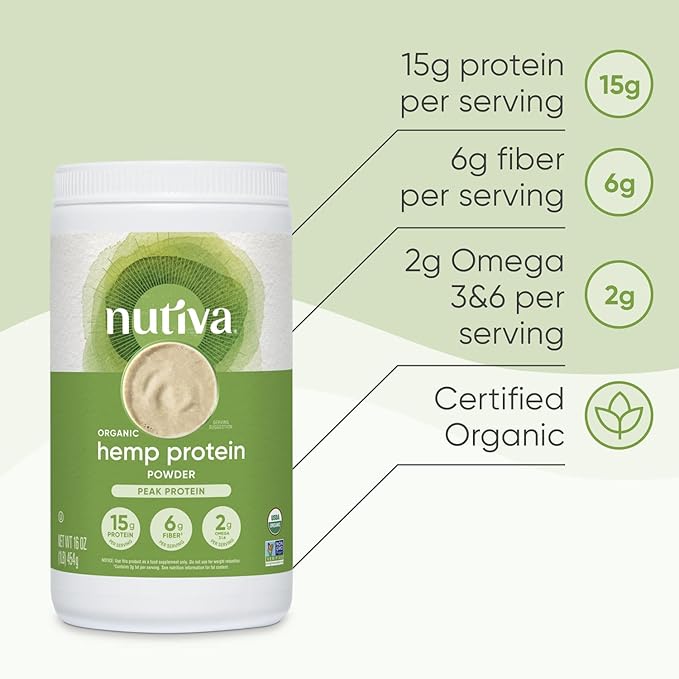 Nutiva Organic Cold-Pressed Raw Hemp Seed 16 Oz, 30 Approved,