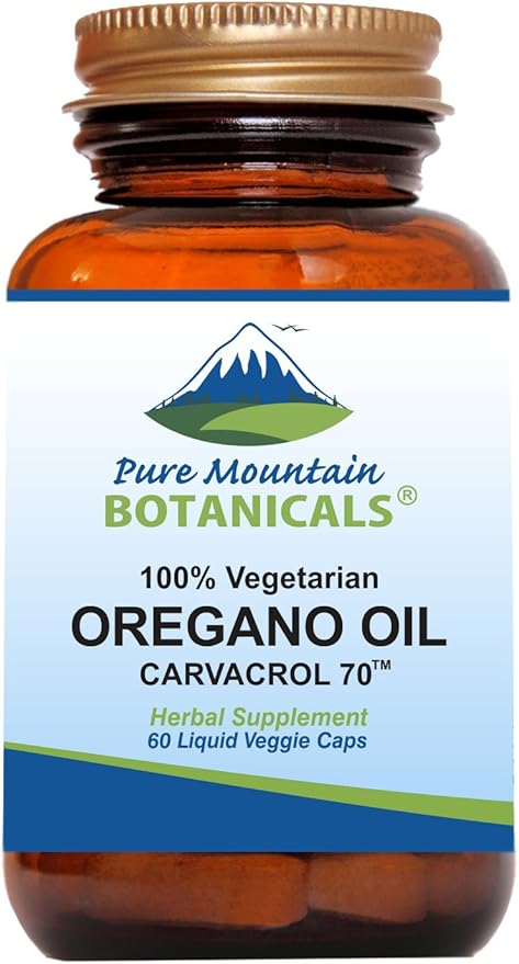 Pure Mountain Botanicals Wild Oregano Oil Capsules 60 Vegan 510mg Mediterranean