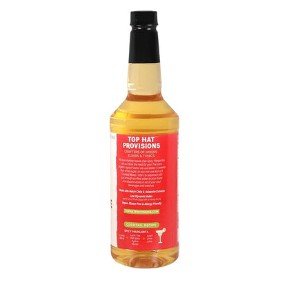 Top Hat Spicy Agave Nectar - Made with 100% Organic Agave Nectar, Hatch Chile & Jalapeño - Lower Calorie Hot Agave Syrup Sweetener for Margaritas, Cocktails, Mocktails, Lemonades, Soda, Coffee, Tea & Desserts - 32oz Bottle