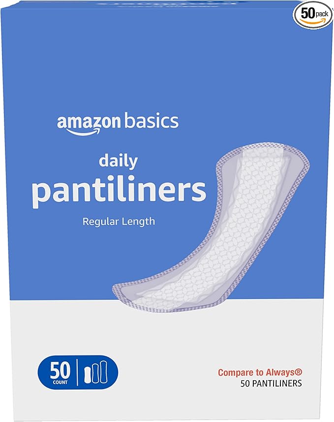 Amazon Basics Daily Pantiliner, Regular Length, 50 Count, 1 Pack