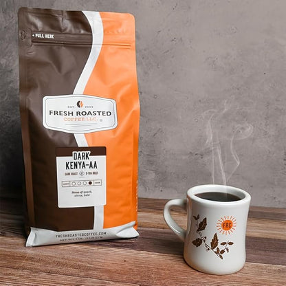 Fresh Roasted Coffee, Dark Kenya AA, 5 lb (80 oz), Dark Roast, Kosher, Whole Bean