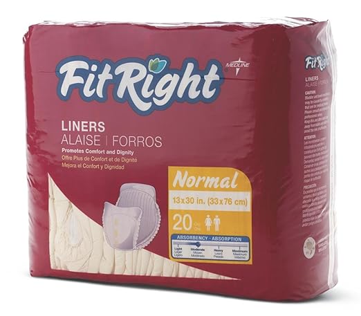FitRight Extra Unisex Incontinence Liners, Moderate 13x30 Inches, 20 Count