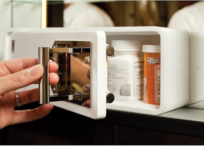 Medicine Safe-Barrel Key Lockbox, White