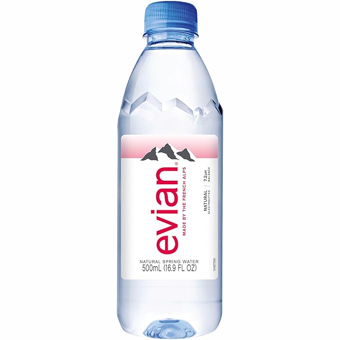 evian Natural Spring Water, PH Balanced with Natural Electrolytes, 16.9fl oz./500mL Bottles (pack of 24)