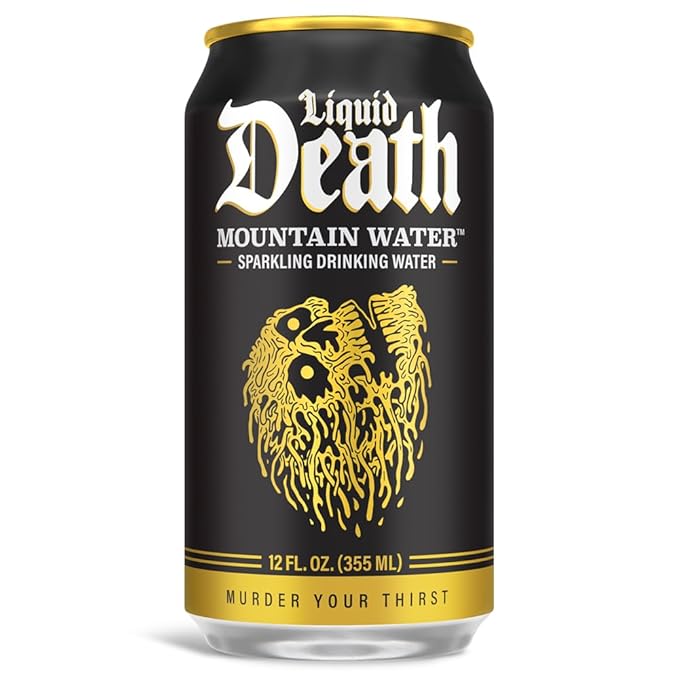 Liquid Death, Sparkling Mountain Water, 18-Pack (12oz Cans), Real Mountain Source