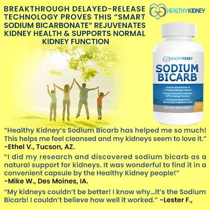 Sodium Bicarbonate 650mg Capsules Delayed Release for Supporting Normal Kidney Function & Kidney Supplement. Sodium Bicarbonate for Acid Relief, Alkalinity 120 Pills 2-Pack