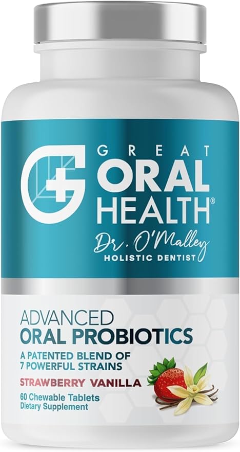 Oral Probiotics for Mouth Bad Breath Treatment for Adults: Dentist Formulated Advanced Oral Probiotics for Teeth and Gums +BLIS K12 M18 – 60 Chewable Oral Health Probiotics Tablets -Strawberry Vanilla