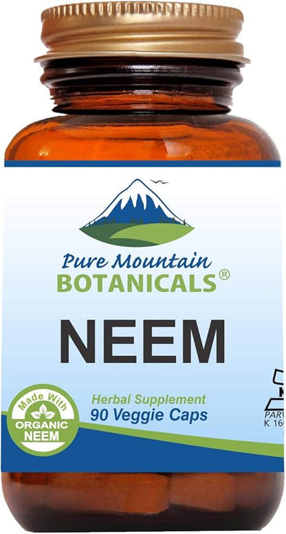 Pure Mountain Botanicals Neem Capsules 90 Kosher 500mg Organic