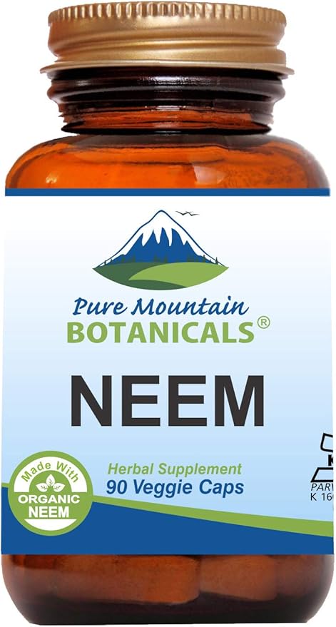 Pure Mountain Botanicals Neem Capsules 90 Kosher 500mg Organic