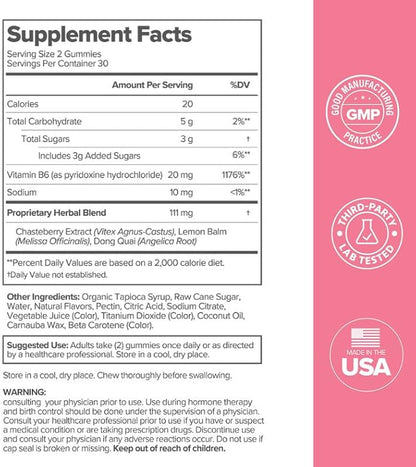 O Positiv FLO PMS Gummies for Women - Proactive PMS Relief - Targets Hormonal Breakouts, Bloating, Cramps, & Mood Swings with Chasteberry, Vitamin B6, & Lemon Balm - PMS Gummies (Pack of 2)