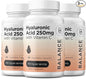 Pure Hyaluronic Acid Supplement 250mg with Vitamin C 50mg, 120 Vegan Capsules - Skin Hydration for Natural Glow, Hair, Nails, Bone & Joint Health Formula