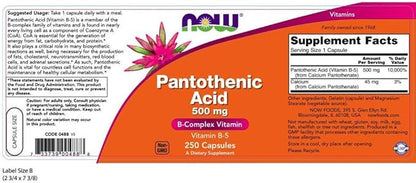 Now Foods Pantothenic Acid 500 mg, 250 Capsule (3 Pack)
