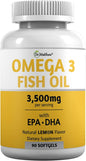 Omega 3 Fatty Acid Supplements. Burpless Fish Oil 3000mg High EPA DHA for Women & Men. Odorless, No Burp, Mercury Free Omega 3 Capsules.