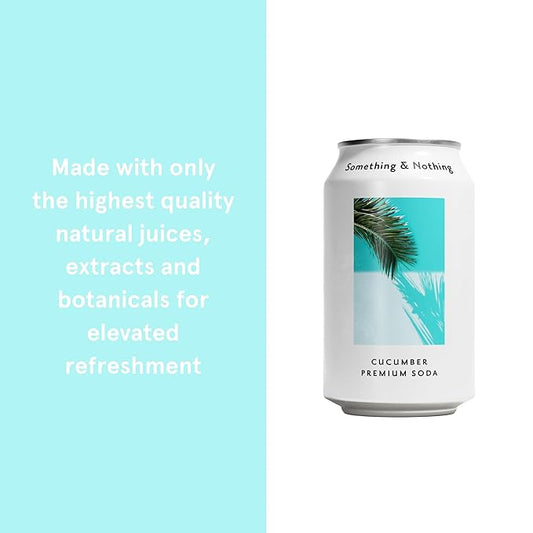 Something & Nothing Flavoured Sparkling Water - Lightly Carbonated, Full Flavoured with Added Grape & Lemon Juice | Vegan & Low Calorie Soda | 350ml Cans, Pack of 12 (Cucumber)