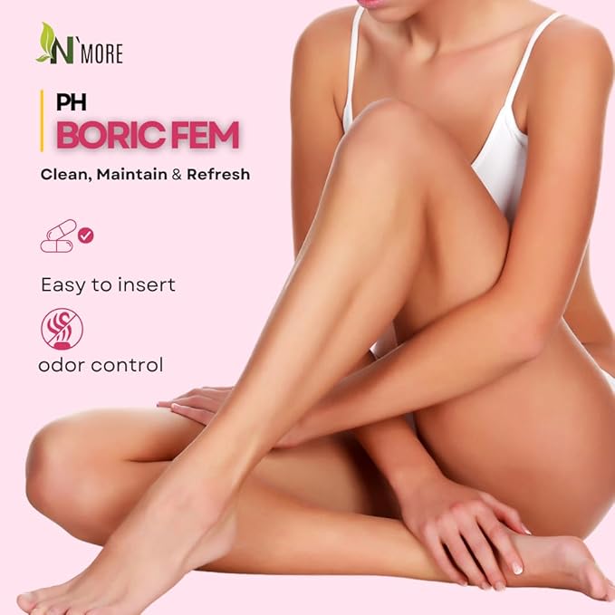 N'More Boric Acid Vaginal Suppositories- 100% Pure - Made in USA- Boricfem Vaginal Health Supplement- 30 Servings (Pack of 1)