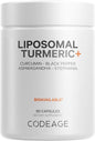Codeage Organic Turmeric Supplement - 95% Curcumin Extract Pills - Liposomal Fermented Botanical Blend Black Pepper, Ashwagandha, Ginger, Stephania, Boswelia, Cumin, Digestive Bitters - 90 Capsules