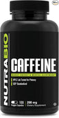 NutraBio 100% Pure Caffeine Capsules (100 Capsules)