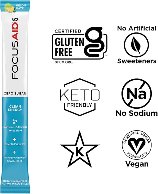 FOCUSAID GO Nootropics Energy Blend, Zero 100mg Natural 14)