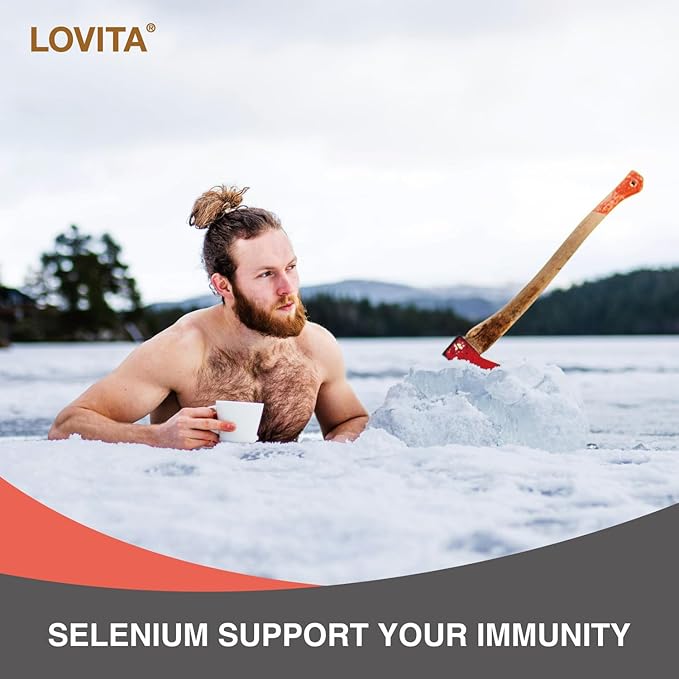 Lovita Selenium 200 mcg, Glycinate Chelated Form for High Absorption, Yeast Free, Immune & Thyroid Health Support 100 Vegan Capsules (Pack of 3)