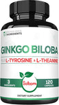 1000mg Ginkgo Biloba Supplements with L-Tyrosine, L-Theanine 120 Capsules 2-Month Supply
