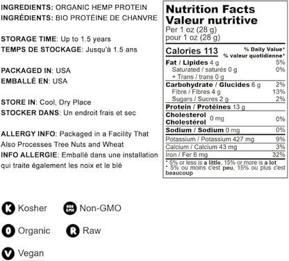 Food to Live Organic Hemp Protein 12 Pounds 50% Protein,