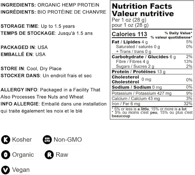 Food to Live Organic Hemp Protein 16 Pounds 50% Protein,