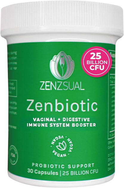 ZENZSUAL Zenbiotic Probiotics for Women – Supports Vaginal Health, pH Balance, Odor Control, Digestive Wellness, Hormone Balance, and Immune Function – 25 Billion CFU