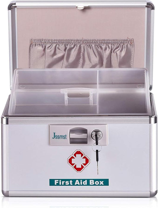 Jssmst Locking Medicine Box 11.4 x 8.1 x7.4 x7.4 Inches, New(MC14020)
