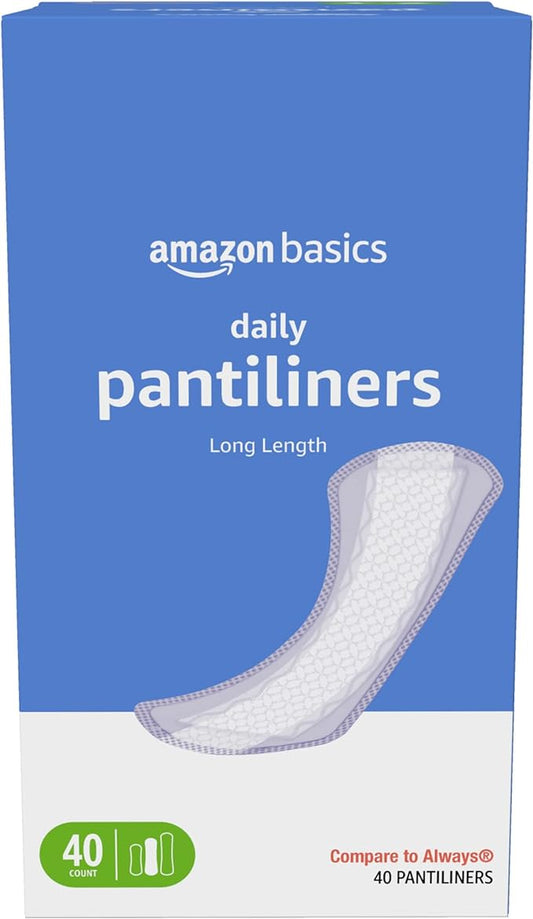 Amazon Basics Daily Pantiliner, Long Length, 40 Count, 1 Pack